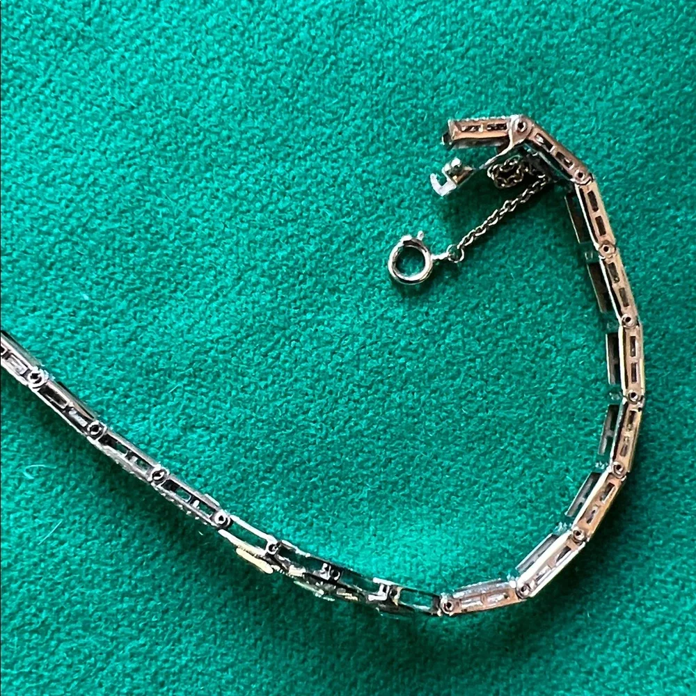Vintage 14k white gold with diamond and emeralds - Picture 5 of 5